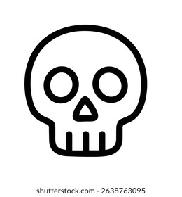 Minimalist Outline Skull Head Skeleton Death Symbol Danger Icon Design