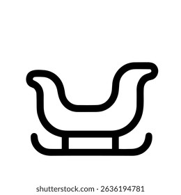 Minimalist Outline Sleigh Transportation Icon for Christmas Winter Season