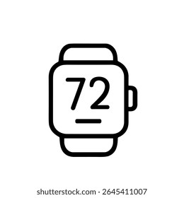 Minimalist Outline Smartwatch Display with Number Temperature Indication Icon