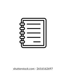 Minimalist Outline of a Spiral Notebook on a White Background Space