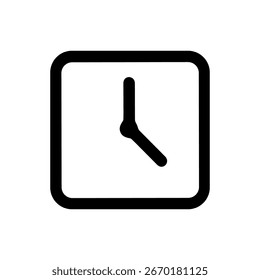 Minimalist Outline Square Clock Time Piece Icon Design Element