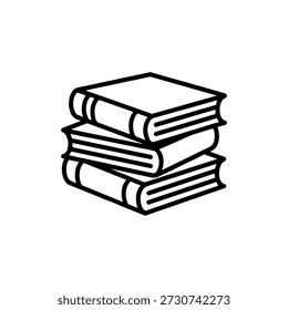Minimalist Outline Pilha de Livros Símbolo Ícone em Preto e Branco