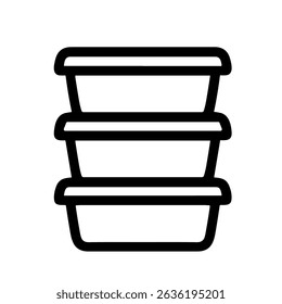 Minimalist Outline Stacked Food Container Plastic Storage Box Illustration