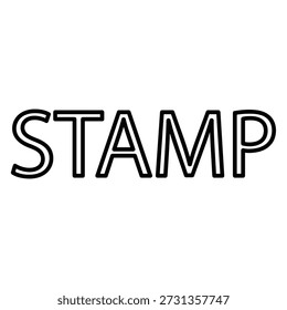 Vector de tipografía de sello de contorno minimalista: texto moderno de arte en línea negra para oficina, verificación comercial y marcado de documentos