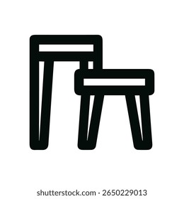 Ícone de Linha Preta Simples Isolada do Objeto Doméstico Stepladder de Contorno Minimalista