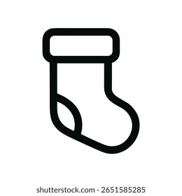 Minimalist Outline Stocking Icon, Festive Decoration, Christmas Celebration and New Year Element