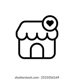 Minimalist outline store icon. Simple storefront or shop icon. E-commerce and shopping icon