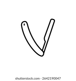 Minimalist Outline Straight Razor Symbol For Barbershop Or Grooming