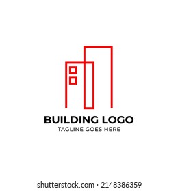 minimalist outline style building vector logo design element