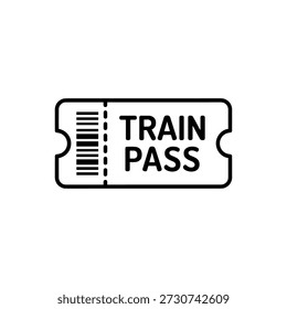 Minimalistische Umriss-Stil Zug Pass Ticket Illustration mit Barcode-Symbol