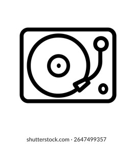 Minimalista Estilo de Contorno Turntable Player Música Ícone de Entretenimento do Dispositivo