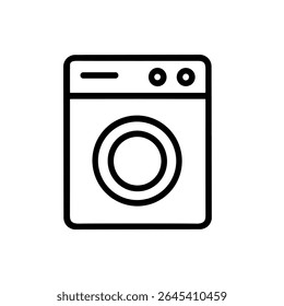 Minimalist Outline Style Washing Machine Front View Appliance Icon