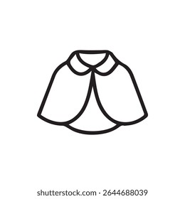 Minimalist outline of a stylish cape suitable for fashion illustrations design elements or a simple representation of a Halloween costume accessory.