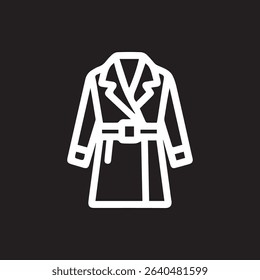 A minimalist outline of a stylish trench coat. Perfect for fashion designs, clothing concepts, and modern apparel visualizations.
