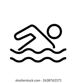 Minimalist Outline Swimming Person Water Activity Stroke Shape Icon