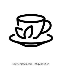 Minimalist Outline Symbol of Hot Drink Mug and Saucer