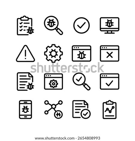 Minimalist Outline System Security Bug Icon Set for Website Design