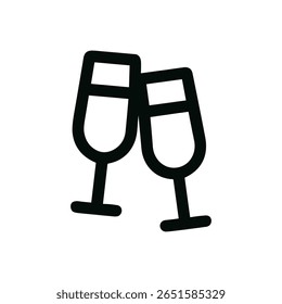 Minimalist Outline Toasting Glass Simple Symbol Celebrating Icon