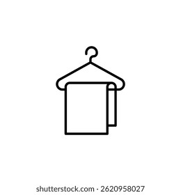Minimalist outline of a towel hanging on a hanger, modern design element