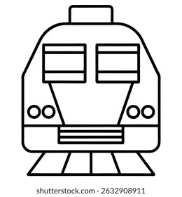 Minimalist Outline of a Train Locomotive in Thin Line Style