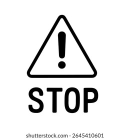 Gráfico de símbolo de signo de advertencia de parada de exclamación de triángulo de contorno minimalista
