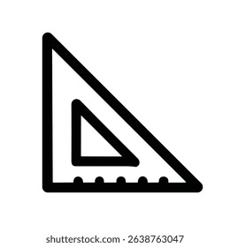 Minimalist Outline Triangle Ruler for Measuring and Drawing Tools Icon
