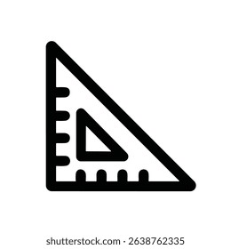 Minimalist Outline Triangle Ruler Stationary Tool Icon for Graphic Design
