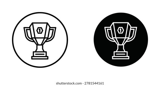 Minimalist outline trophy icon set with number one symbol. Ideal for representing success, achievement, and top rankings. Perfect for business dashboards, marketing materials, or award ceremonies.