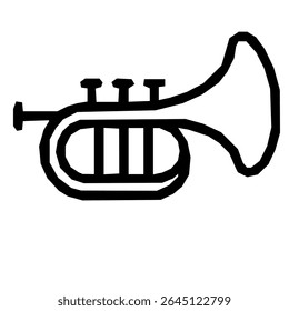 Minimalist Outline Trumpet Instrument Music Entertainment Icon with Simple Design
