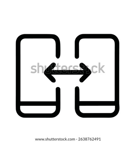 Minimalist Outline Two Smartphone Data Transfer Synchronization Communication Icon