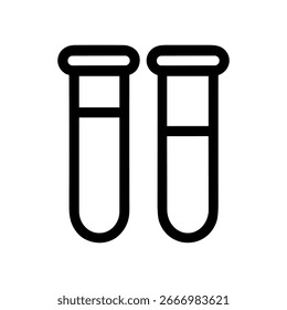 Minimalist Outline Two Test Tubes Healthcare and Medical Icon Design