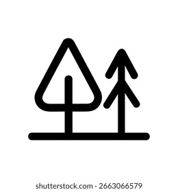 Minimalist Outline Two Tree Simple Line Icon Illustration