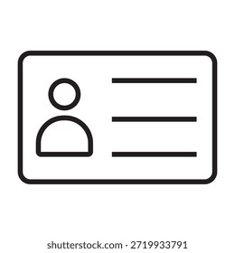 Icono de tarjeta de Identificación de perfil de usuario de contorno minimalista. Ilustración vectorial de línea en blanco y negro adecuada para Diseño web, App móviles, interfaces de interfaz de usuario y UX, paneles y páginas de Cuenta.