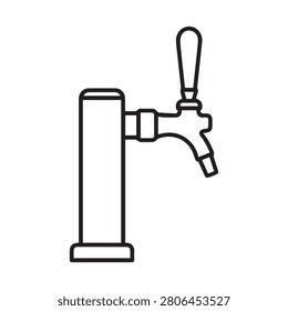 Minimalist outline vector icon of a beer tap handle for pouring draft beer at a bar or pub.