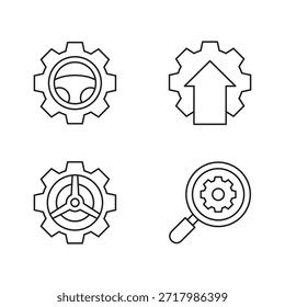 Iconos vectoriales de contorno minimalista para tecnología e ingeniería.