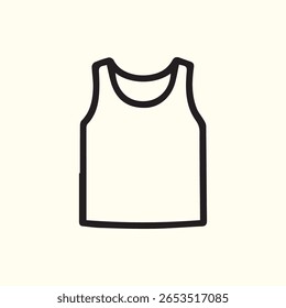 Minimalist outline vector illustration of a plain tank top or undershirt suitable for apparel or graphic design projects.