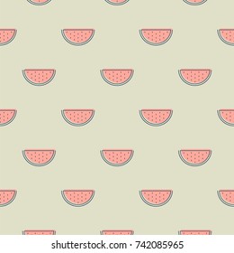 Minimalist outline watermelon slice. Vector pattern