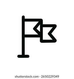 Minimalist Outline Waving Flag Pennant Shape Graphic Symbol Icon Element