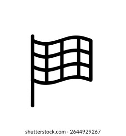 Minimalist Outline Waving Race Finish Starting Flag Icon Design
