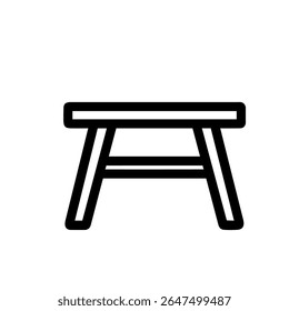 Minimalist Outline Wooden Stool Furniture Interior Decor Line Art Icon