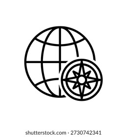 Minimalist Outline World Globe Compass Navigation Symbol Exploration Icon Design