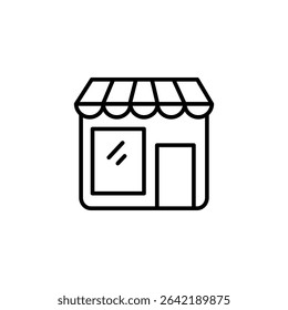 Minimalist Outlined Graphic Depiction Of A Small Retail Storefront