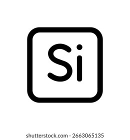 Minimalist Outlined Square Element Silicon Chemical Symbol For Science Education