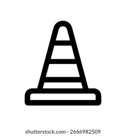 Icono de señal de peligro de construcción de cono de tráfico delineado minimalista