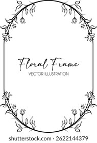 Minimalist Oval Floral Frames for the Valentine's day, wedding decor, logo and identity template.