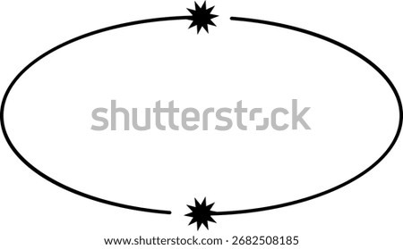 Minimalist oval frame with two small star accents, perfect for simple borders.