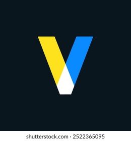 Minimalist Overlapping V Letter Logo | Colorful V Letter Typography Design