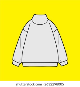 Minimalist Oversized Turtleneck Sweatshirt Illustration on Yellow Background
