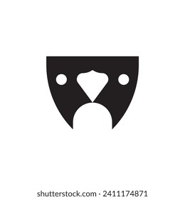 minimalist owl face logo design.