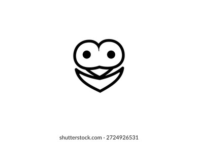 Logotipo minimalista de la cara del búho: ojos estilizados y diseño de pico para una identidad de marca inteligente, elegante y moderna